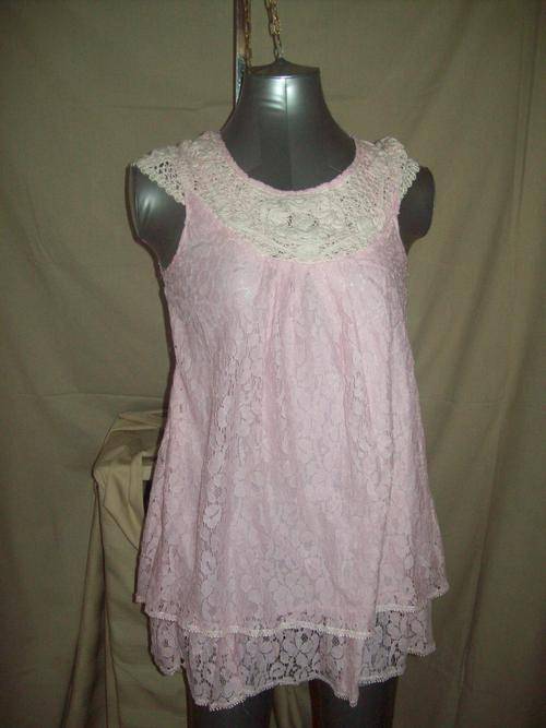 Lace longer Top - Light Pienk Size S