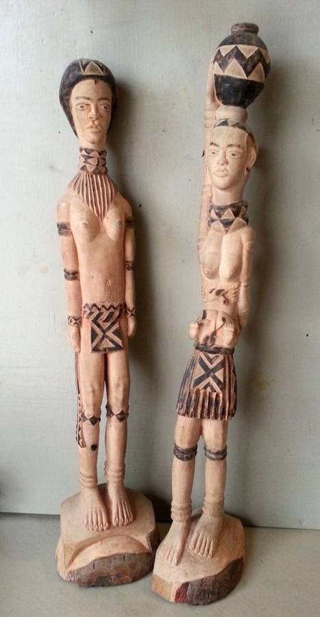 'An African Couple' - Pair of Basotho carved wooden figures.