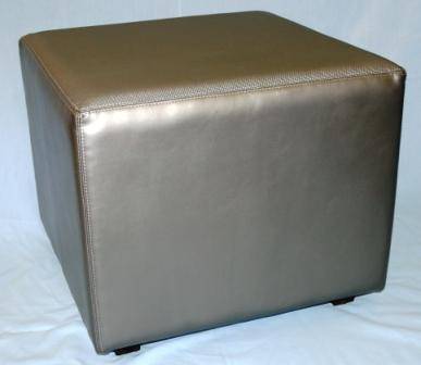 Silver fabric covered ottoman