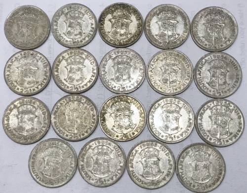 Silver Job Lot Auction | 19x 50% Silver 2.5 Shillings (Halfcrowns) | 134.33 Grams Of Silver