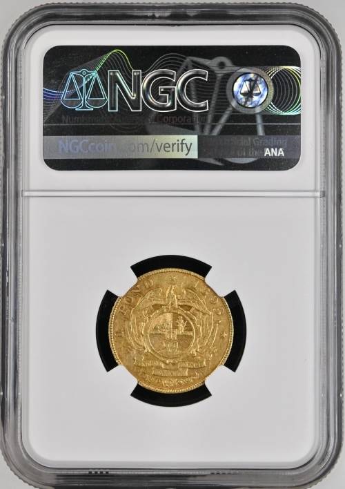 S. Africa: 1893 ZAR Gold Pond NGC Certified AU Details (Cleaned)