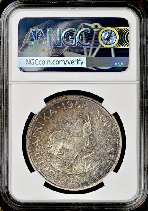 S. Africa: 1953 QEII 5 Shillings (Crown) NGC Certified MS65