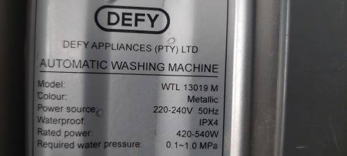 Defy washing machine