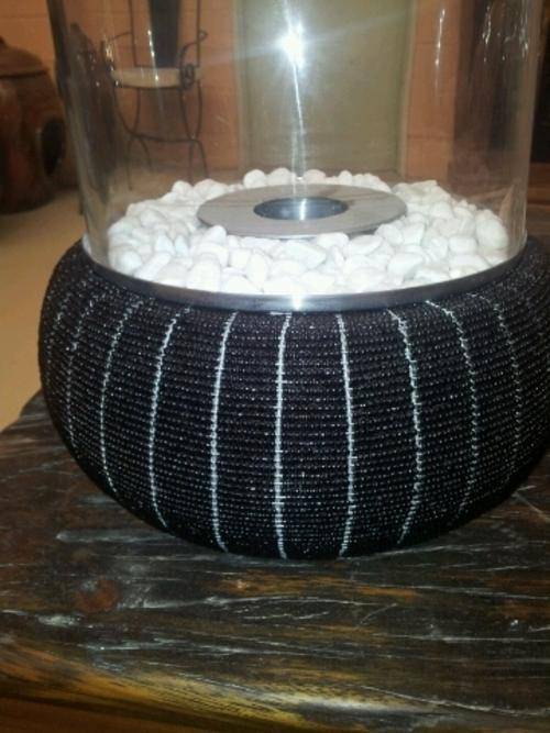 Portable, mini biofuel firepace - Beaded design