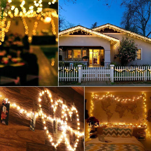 Solar LED string (wire) lights / bead lights (warm w) 20M