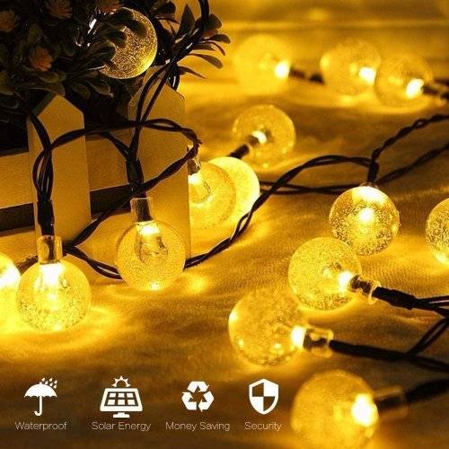 20 LEDs Crystal Ball 5M Solar Lamp (warm W)