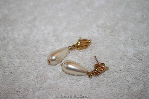 Gold and Pearl Costume Jewelry Earrings