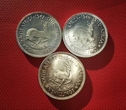 SILVER CROWN SET IN MINT STATE CONDITION. 1947/48/49. BID IS PER CROWN TO TAKE 3.
