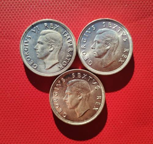 SILVER CROWN SET IN MINT STATE CONDITION. 1947/48/49. BID IS PER CROWN TO TAKE 3.