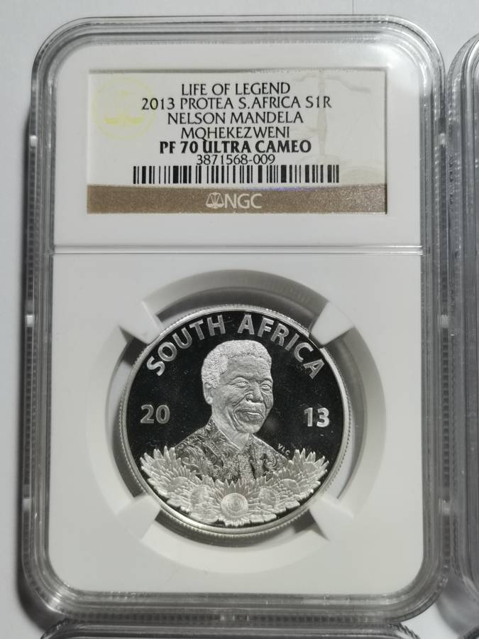 SET OF 6 X SILVER R1 PF70UC NGC SLABS. MANDELA LIFE OF A LEGEND SERIES. BID PER SLAB.