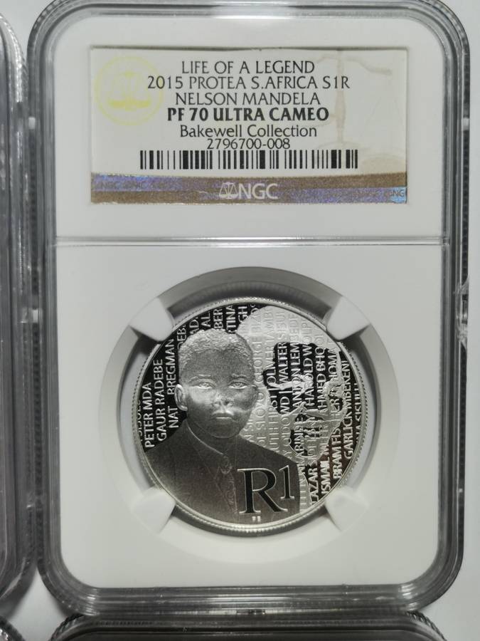 SET OF 6 X SILVER R1 PF70UC NGC SLABS. MANDELA LIFE OF A LEGEND SERIES. BID PER SLAB.