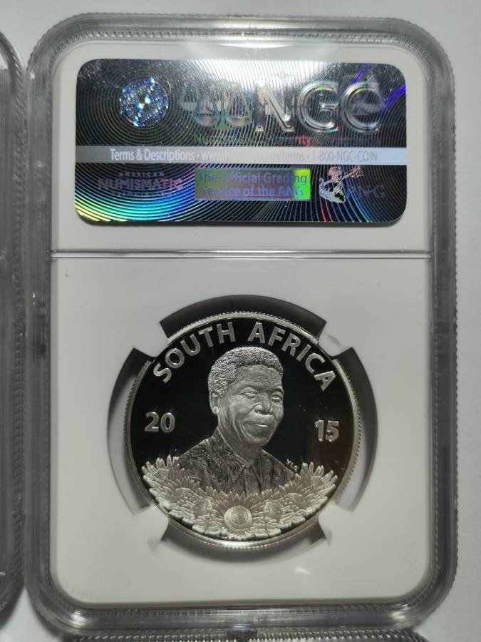 SET OF 6 X SILVER R1 PF70UC NGC SLABS. MANDELA LIFE OF A LEGEND SERIES. BID PER SLAB.