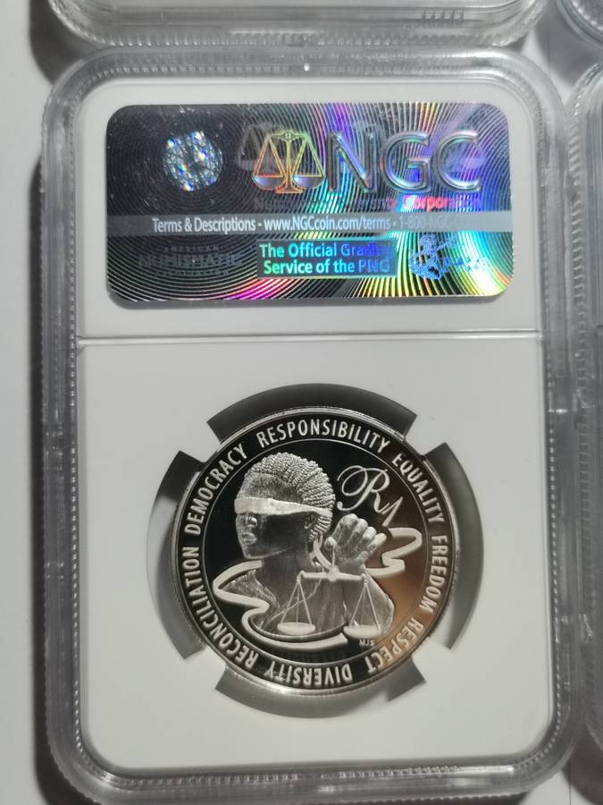 SET OF 6 X SILVER R1 PF70UC NGC SLABS. MANDELA LIFE OF A LEGEND SERIES. BID PER SLAB.