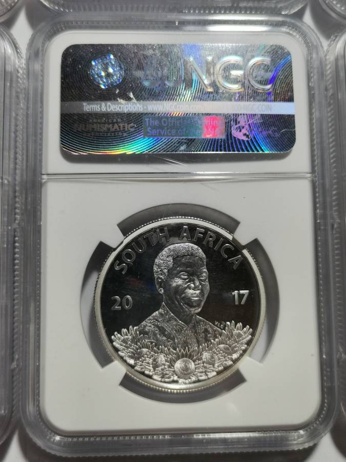 SET OF 6 X SILVER R1 PF70UC NGC SLABS. MANDELA LIFE OF A LEGEND SERIES. BID PER SLAB.
