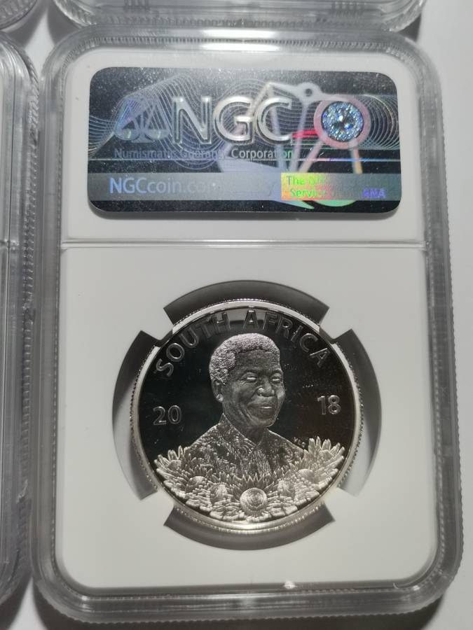 SET OF 6 X SILVER R1 PF70UC NGC SLABS. MANDELA LIFE OF A LEGEND SERIES. BID PER SLAB.