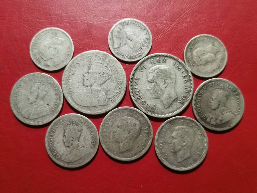 COLLECTION OF 80% SILVER CONTENT SA COINS. ONE BID.