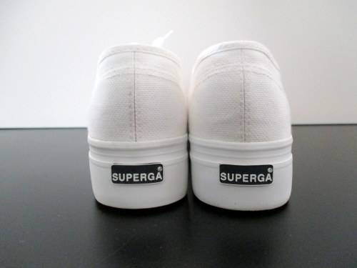 SUPERGA PLATFORM SNEAKERS WHITE CANVAS Size 6