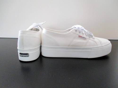 SUPERGA PLATFORM SNEAKERS WHITE CANVAS Size 6