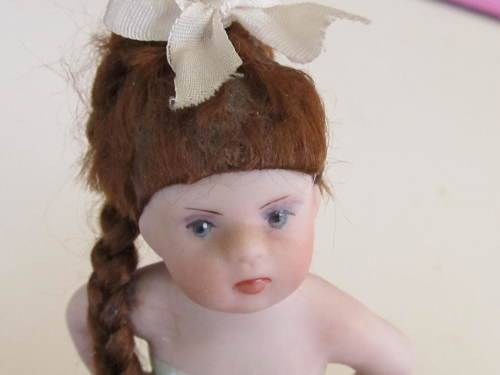 3 miniature fairy dolls in a mushroom garden (larger than 1:12" scale)