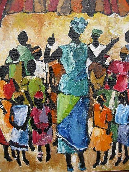 "The Christmas Choir" 300 x 250mm Colourful and ready to hang! Oil by IRMA DE WAAL