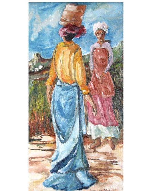 "In the distance" 300 x 600mm! Oil by IRMA DE WAAL Colourful and ready to hang!