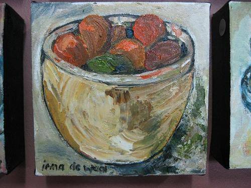 "Apricots" 150x150mm IRMA DE WAAL original oil painting:Country Kitchen Range