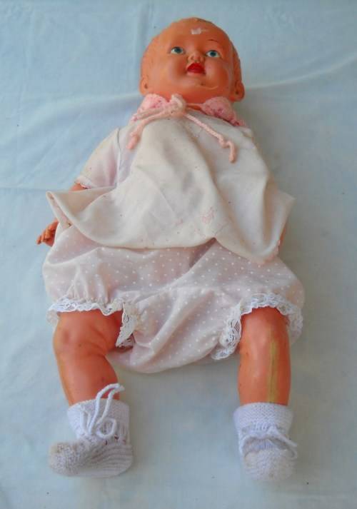 LARGE CELLULOID BABY DOLL-VINTAGE-58 CM / 23 IN TALL-GOOD CONDITION