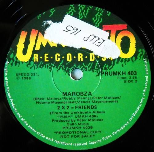 2 X 2 = FRIENDS - BHONGOMAN / MAROBZA - RARE PROMO 12" - SOUTH AFRICA - EXC UNPLAYED / VG+