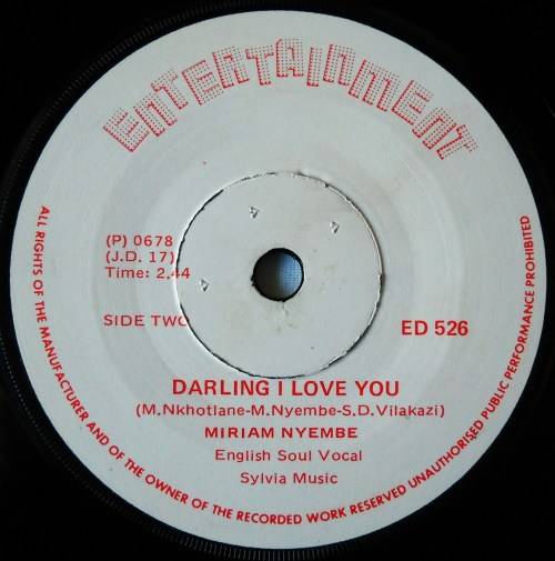 MIRIAM NYEMBE - I LOVE MY MOTHER, I LOVE MY FATHER - 7 SINGLE 45 - SOUTH AFRICA - EXC UNPLAYED