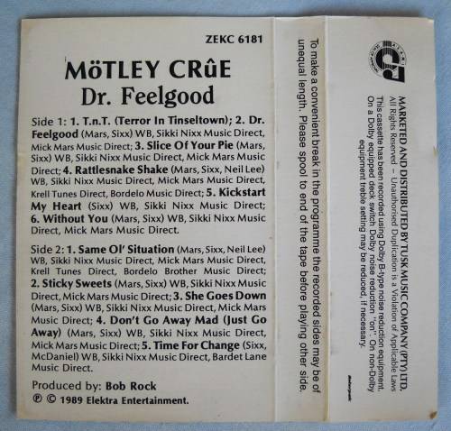 MOTLEY CRUE - DR. FEELGOOD - CASSETTE TAPE - SOUTH AFRICA - VG