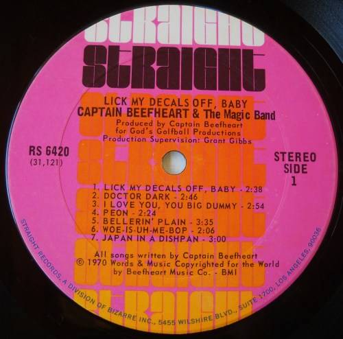 CAPTAIN BEEFHEART & THE MAGIC BAND - LICK MY DECALS OFF, BABY - LP - USA - EXC / VG
