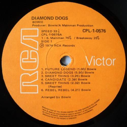DAVID BOWIE - DIAMOND DOGS - LP - SOUTH AFRICA - EXC / VG+