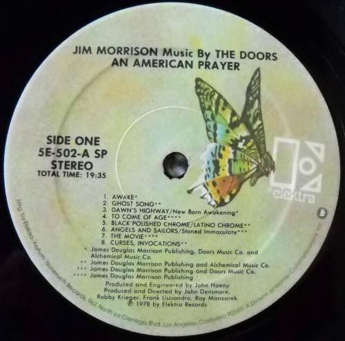 JIM MORRISON MUSIC BY THE DOORS - AN AMERICAN PRAYER - LP - GATEFOLD - USA - VG+ / G+