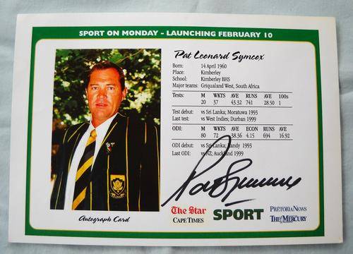 PAT SYMCOX-CRICKET-SIGNED AUTOGRAPH CARD-EXCELLENT CONDITION