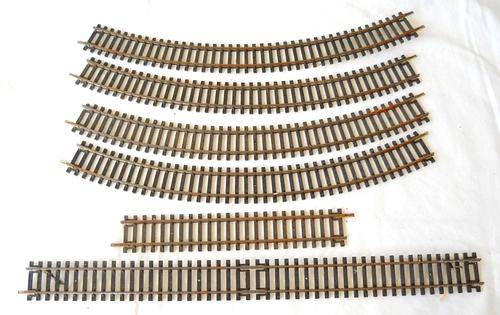 HORNBY-ASSORTMENT OF 6 STRAIGHT AND CURVED TRAIN RAILS-HO-VERY GOOD CONDITION