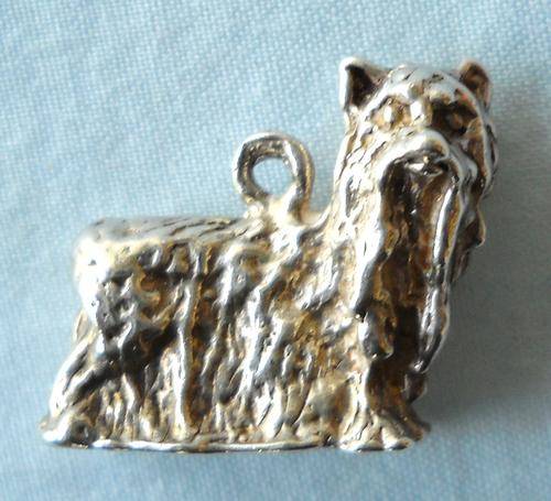 SILVER DOG CHARM-YORKSHIRE TERRIER-STERLING-VINTAGE-925-LOVELY YORKIE