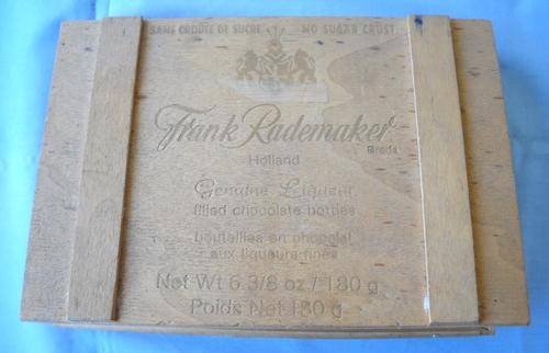FRANK RADEMAKER-HOLLAND-LIQUEUR CHOCOLATES-EMPTY WOODEN BOX ONLY-21 CM LONG-VERY GOOD CONDITION