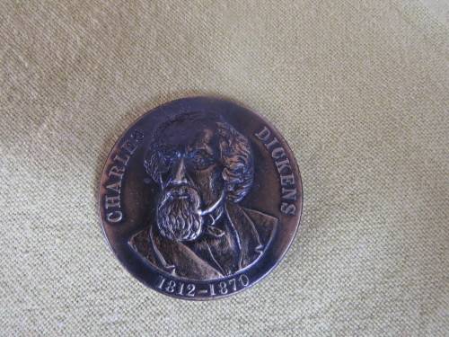 Charles Dickens 1812-1870 token in brass made in England