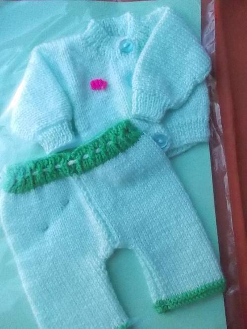 Baby Love doll knitted green jumper set