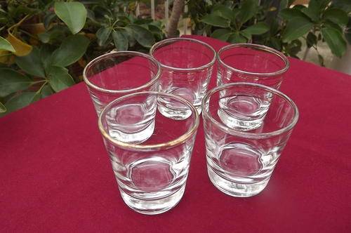 Set of 6 small Gold rim Glasses