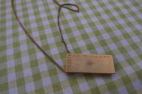 Gold colour Chain with Gold Brick Pendant - ZA 2674 -SA Gold Co