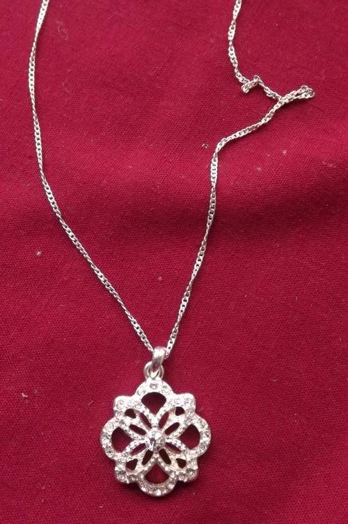 Marcasite Pendant and Chain (no markings)
