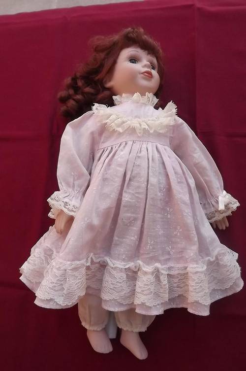 Porcelain Doll 44cm - beautiful hair and eyebrows
