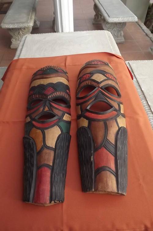 2 x Tall African Colourful Masks