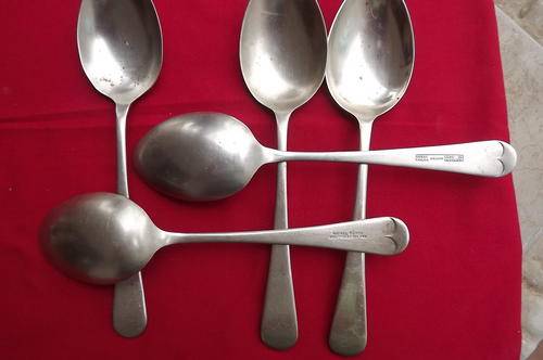 Set of 5 Nickel Silver Serving Spoons