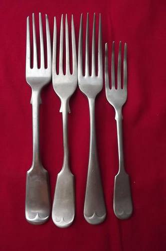 Lot of 4 Nickel Silver Forks