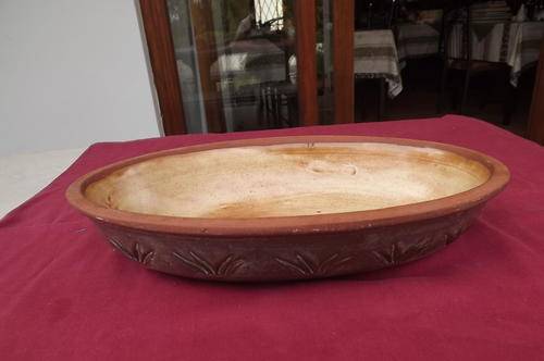 Oval Brick colour Dish with Unknown Marking - 18x33cm - oven proof - as new