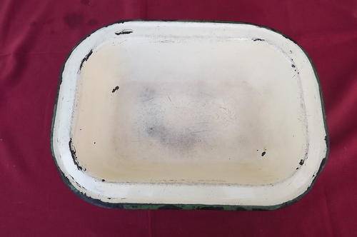 Antique Enamel Oblong Dish - see scans for condition - 23x30cm