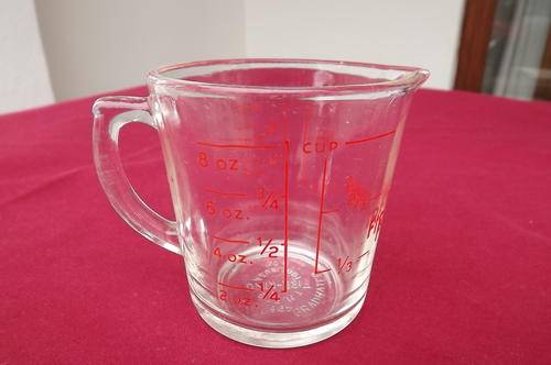 Vintage Glass Measuring Jug - TM Reg. Fire King - made in USA  1 Cup - 8 oz - as new