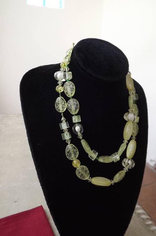 Beautiful Lime Green Long Bead Necklace - good condition